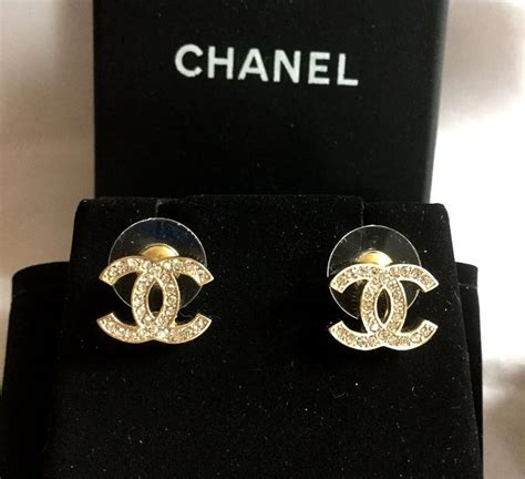 chanel mini stud earring coco 18k silver diamond style 2001|Chanel jewelry stamp authenticity.